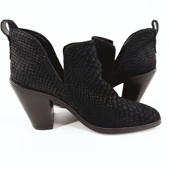 Jeffrey Campbell Roselle Ankle Heel Boots Size 9 Suede Python Western Pull-On - Picture 7 of 10